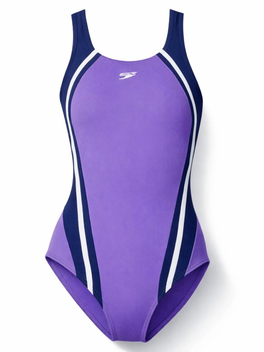 Speedo Womens Quantum Fusion Splice Ribbed 1 Piece Swimsuit Lavender size 14 NWT